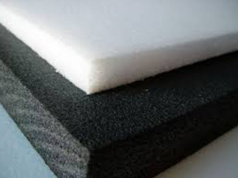1.7 pound and 2.2 pound density white and black stacked sheets of polyethylene PE foam sheets