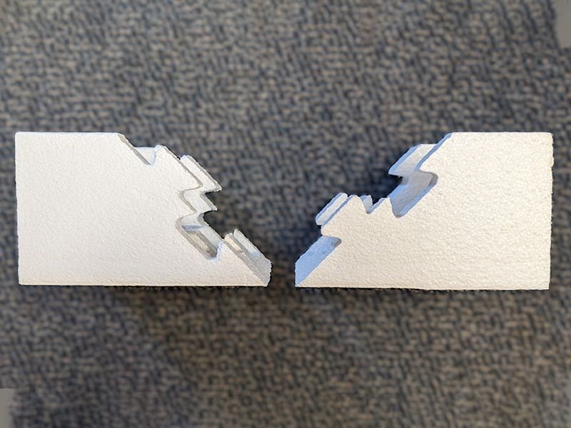 2 Two pieces of EPS expanded polystyrene foam cut to hook together