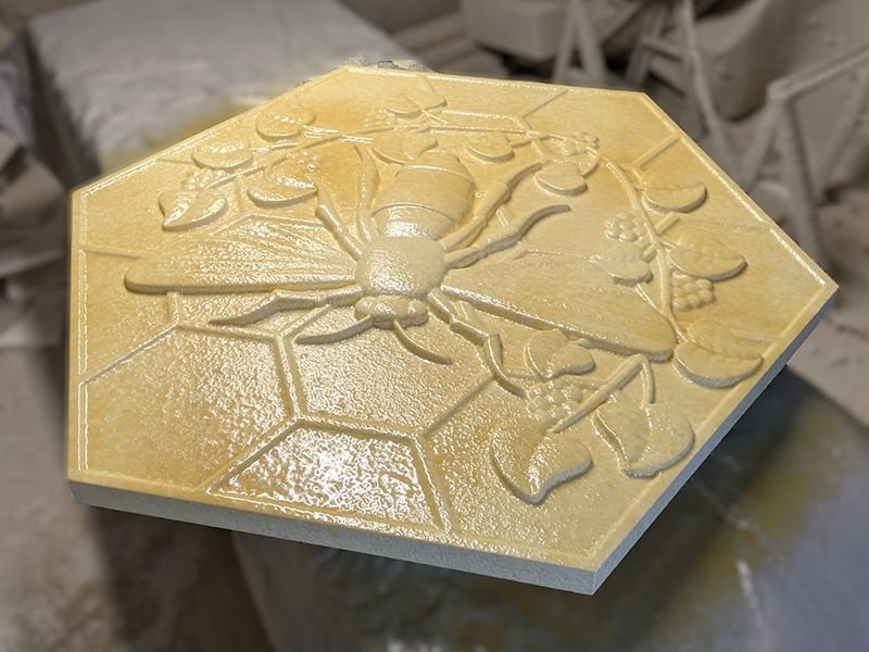 3 Urethane and polyuria hard coat on a foam medallion