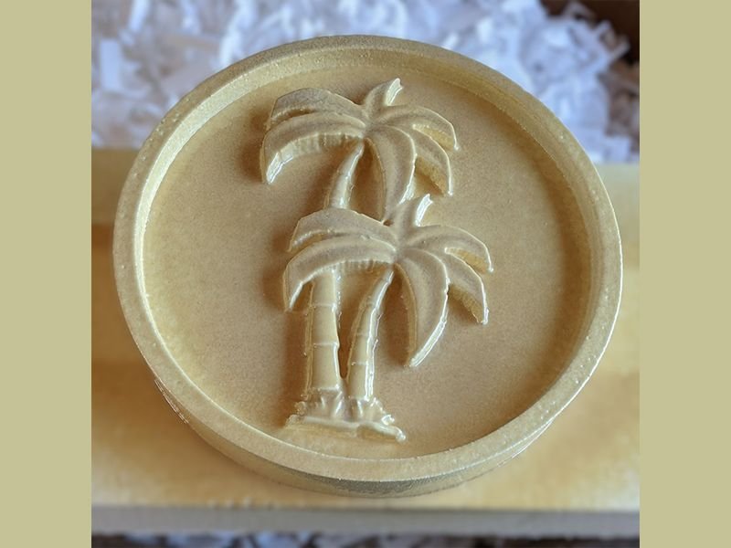 4 Smooth urethane polyuria hardcoat on a medallion with palm trees