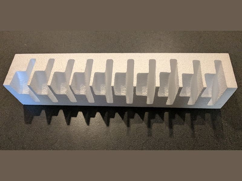 6 Solid piece of EPS foam packaging made with Cavacut technology