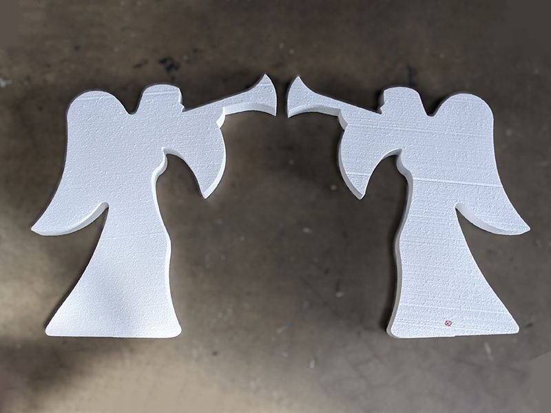 Angels with trumpet silhouette cut out of Styrofoam EPS foam