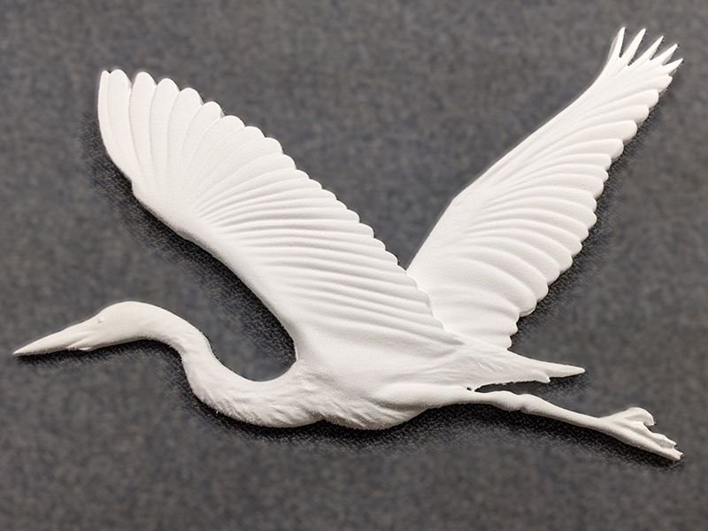 Blue heron foam medallion with no background from Styrofoam