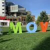 Custom EPS expanded polystyrene foam Styrofoam 3D letters standing outside in a park