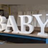 Custom EPS expanded polystyrene foam Styrofoam 3D standing letters spelling BABY for a party