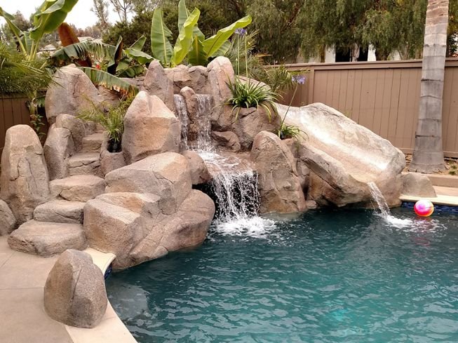 EPS Styrofoam expanded polystyrene boulders for making a waterfall on a swimming pool