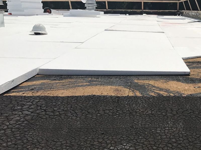 EPS expanded polystyrene for adding a pitch to a flat roof and for providing insulation