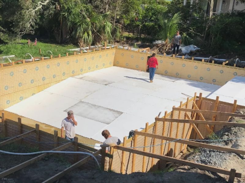 Expanded polystyrene EPS Foam Styrofoam used for designing and shaping a swimming pool