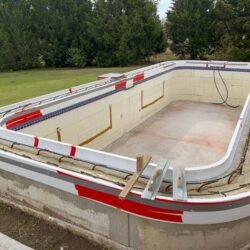 Expanded polystyrene EPS Foam Styrofoam used for shaping a swiming pool bottom
