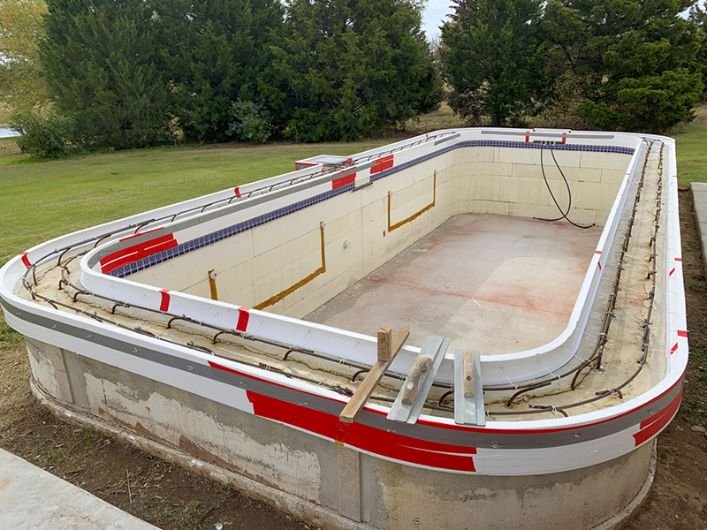 Expanded polystyrene EPS Foam Styrofoam used for shaping a swiming pool bottom