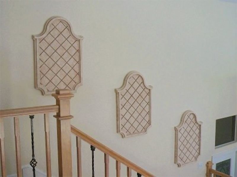 Foam custom geometric medallions inside on wall