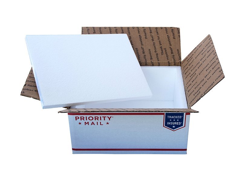 Insulated foam shipping box for USPS flat rate box