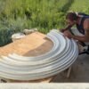 Replica of a round antique ceiling medallion being made by hand from EPS Styrofoam Expanded Polystyrene Foam