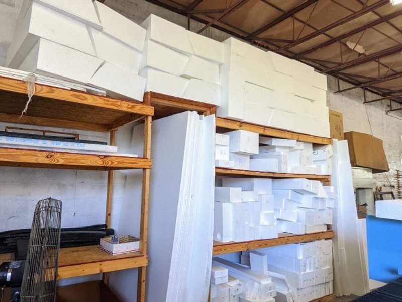 Shelves of discounted EPS polystyrene foam Styrofoam