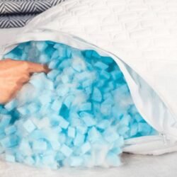 Shredded polyurethane PU foam coming out of pillow