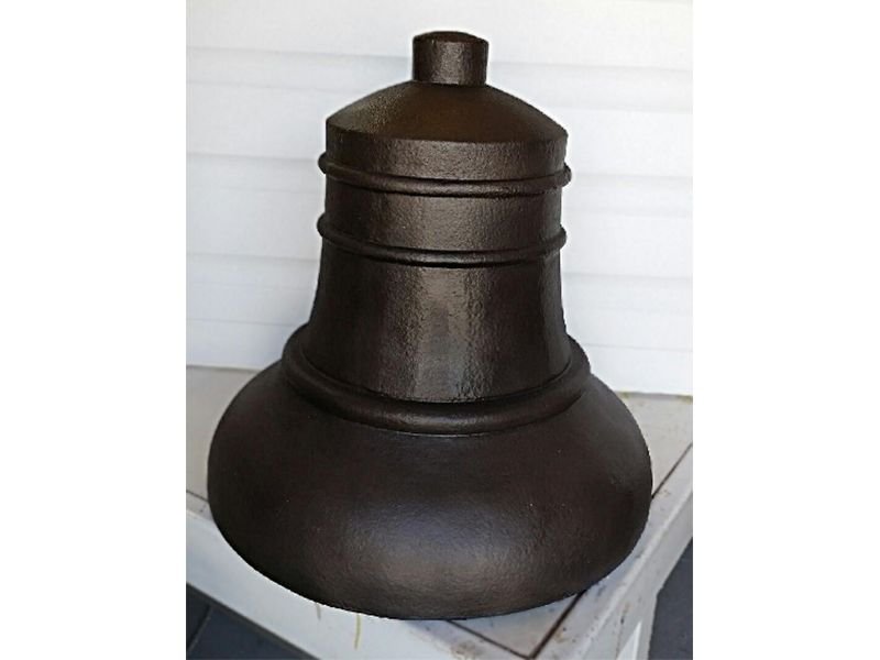 Statue of bell cut from Styrofoam expanded polystyrene EPS Foam for use in a museum prop