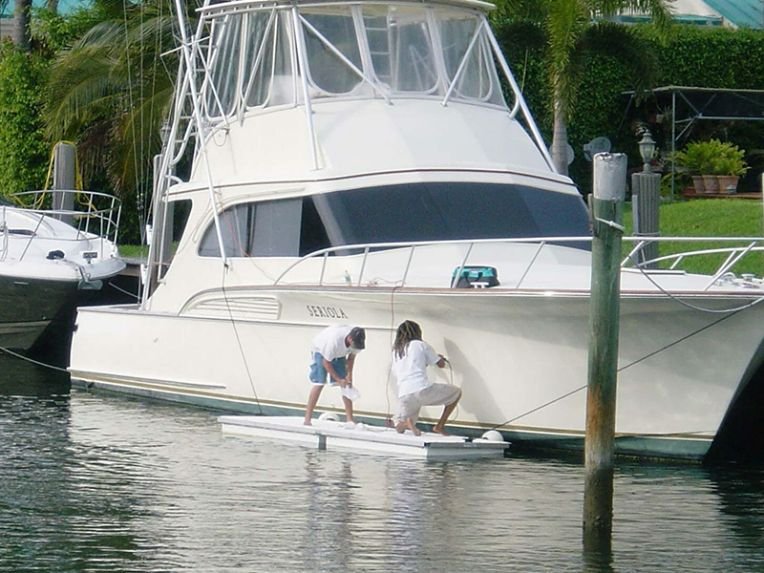 Styrofoam floats for working on boats